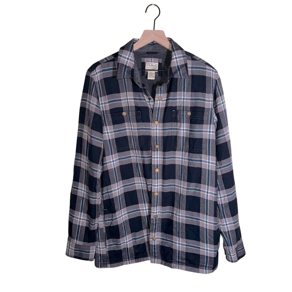 L.L. BEAN fleece lined flannel cozy button up M-Tall